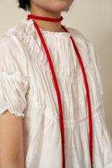 string knit scarf - red