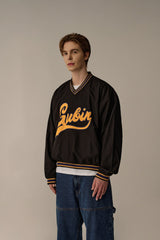 RETRO V-NECK NYLON PULLOVER (BLACK)