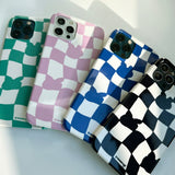 Checkerboard Blue Iphone Bumper case (6674346836086)