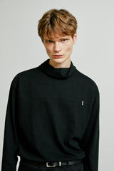 back button long sleeve chest tip turtle neck black (6615508942966)