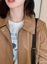 [SHOPPERMADE] ハーフレザージャケット (2color)