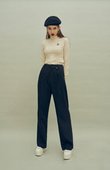 ポイントラベルWタックワイドパンツ / HIDE Raising Pintuck Pants (Black) (4606117806198)