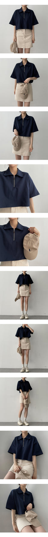 ノアハーフジップアップカラーショートスリーブTシャツ / Noa Half Zip-Up Collar Short-Sleeved T-Shirt