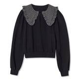 CHECK COLLAR CROP SWEATSHIRT_BLACK (6609870717046)