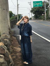 Deep ocean denim set up pants 