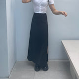 ミューズスリットサマーロングバンディングスカート / Muse Slit Summer Long Banding Skirt (2 colors)