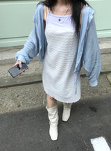 レイヤードパンチングミニドレス