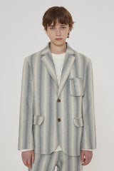 POCKET STRIPE BLAZER JACKET / GREY (6601031155830)
