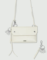 パイピンレザーストラップフラップバッグ＆ユティリティキーリング / piping leather strap flap bag & utility key ring ivory