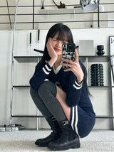 イブリブカラードレス/Eve ribbed collar dress
