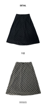 ローズチェックシルクバンディングスカート