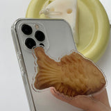 リアルフィッシュシェイプバンレッドビーンアクリリックスマホグリップ