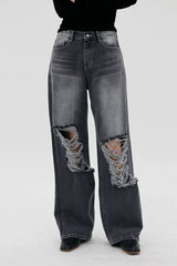 グランジワイドパンツ/no.1859 Grunge Black Blue Wide Pants