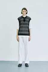 クロシェリップベスト/crochet rip vest black