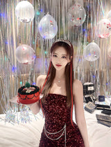クイーンスパンコールチェーンドレス/720. Queen spangle chain dress (2color)