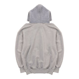 [UNISEX] Faux Shearling-Trimmed Cotton-Jersey Hoodie (Grey) (6656663257206)