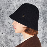 Stud Logo Knit Bucket Hat Black