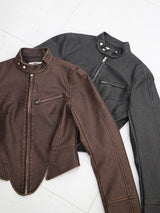 ピグメントウォッシュドレザージャケット / Pigmented Washed Leather Jacket - Brown