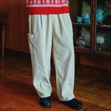 Corduroy wide balloon fit banding pants (6622860771446)