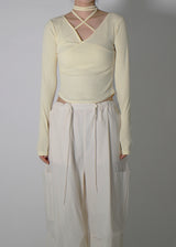ラップストリングコルゲーテッドTシャツ / Wrap string corrugated T-shirt (4color)