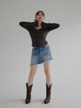 アンバランスデニムスカートプリーツ / no.802 Unbalance Denim Skirt Pants