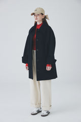 ダブルスティッチカラーオーバーコート / Double Stitch Collar OverCoat [Navy]