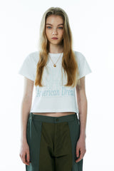 アメリカンドリームクロップTシャツ/AMERICAN DREAM CROP TEE [WHITE]