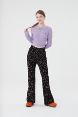 スモールチェリークロップ丈ニット／SMALL CHERRY CABLE CROP KNIT [LIGHT LAVENDER]