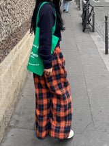 Praha deep color check pants