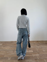 ストーンウォッシュッドスプリットデニムパンツ/no.1110 Stone Washed Split Denim Pants