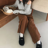 Biton バックバンディングピンタックコーデュロイロングワイドパンツ