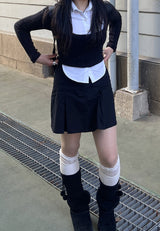 スクールルックシャツカーディガンレイヤードセット / School Look Shirt Cardigan Layered Set