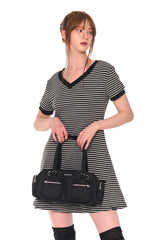 V NECK STRIPE OPS (GRAY)