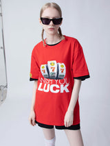 ウィッシュユーラックTシャツ/WISH YOU LUCK 1/2 T-SHIRT_RED