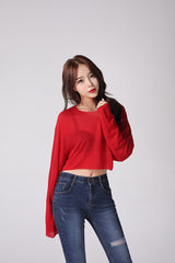 シースルークロップTシャツ / TOP(4863) see-through crop Tee