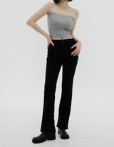 no.740 ピーチブラッシュブーツカットパンツ/no.740 Peach brushed black bootcut pants