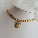 Melbie The Cat Series - Cat face Bold Chain Choker Necklace (Gold ver.)