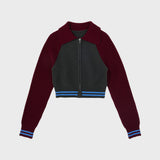 TROPICAL ZIP-UP SHORT CARDIGAN_CHARCOAL