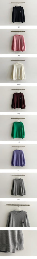 Bear Patch Embroidery Round Knitwear
