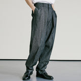 デニムワイドカーブフィット2タックスラックス / DENIM WIDE CURVE FIT TWO TUCK SLACKS BLACK