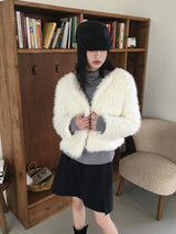 Lens quilted eco fur jacket