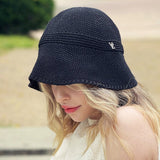 VZ stud logo summer knit bonnet hat Black
