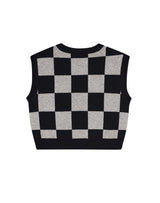CHECKERBOARD KNIT VEST BLACK (6608604102774)