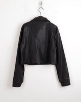 [MADE] Lawson wide collar slim crop crack leather leather jacket