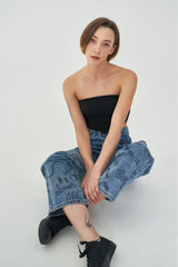レタリングプリンテッドデニムパンツ / ACTRESS YANG HYE-JI WORN LETTERING PRINTED DENIM PANTS[6050]