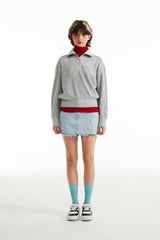 チェリーハイネックハーフジップアップ／CHERRY HIGH NECK HALF ZIP UP [MELANGE GRAY]