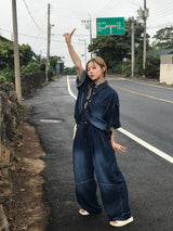 Deep ocean denim set up pants 
