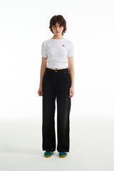 スモールチェリーケーブルクロップ丈のショットスリーブニット／(Eunbi's Pick)SMALL CHERRY CABLE CROP SHORT SLEEVE KNIT [WHITE]