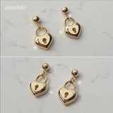  Gold Heart Lock Earring (Ive Yujin, Ive Rei, Billlie Sheon Earring)