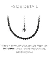 ブラックミニテニスネックレス/[S925] Black Mini Tennis Necklace (black silver)